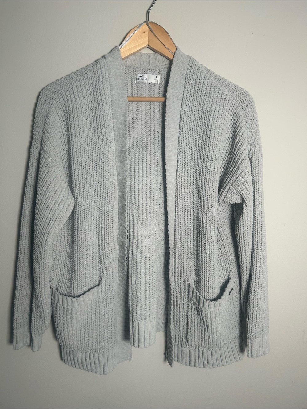 Hollister Light Gray Knit Open cozy oversized Cardigan